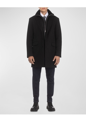 Men's Loro Wool Short Coat with Merino Shearling Lamb Trim