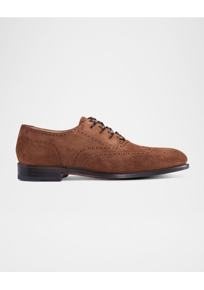 Men's Suede Brogue Wingtip Derby Shoes