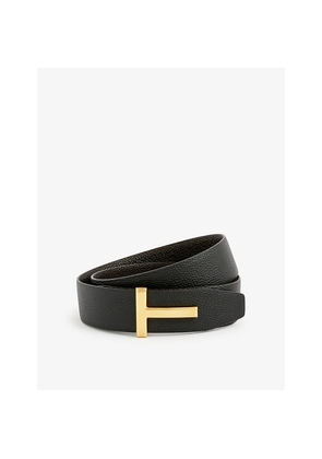 Mens Tom Ford Reversible T logo grained-leather belt