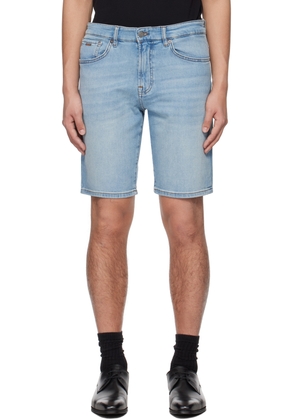 BOSS Blue Faded Denim Shorts