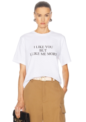 Victoria Beckham I Like You But I Like Me More Tee in White - White. Size L (also in M, S, XS).