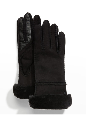 Seamed Touchscreen Shearling-Lined Gloves