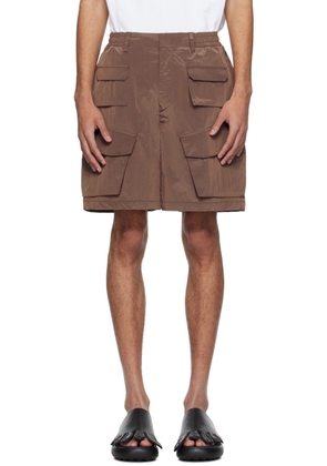 Solid Homme Brown Flap Pocket Shorts