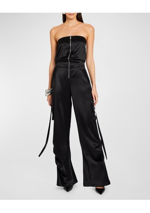 Estrella Strapless Wide-Leg Cargo Jumpsuit