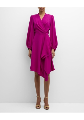 Emberly Draped Faux-Wrap Midi Dress