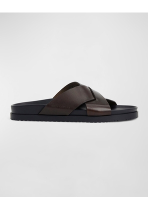 Men's Bologna Leather Crisscross Slide Sandals