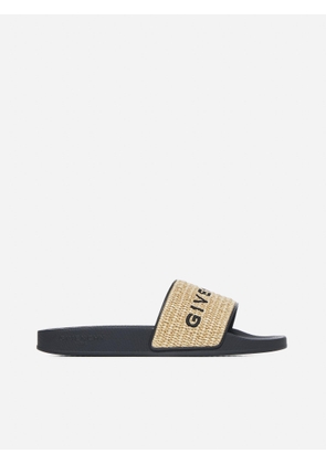 Givenchy Logo Raffia Slide Flat Sandals