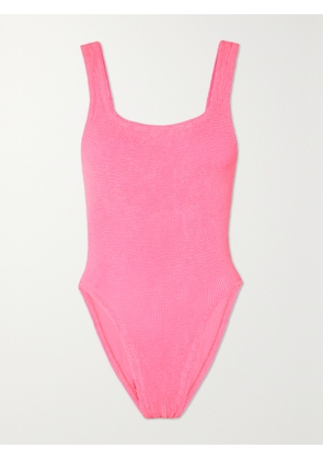 Hunza G - + Net Sustain Open-back Seersucker Swimsuit - Pink - One size