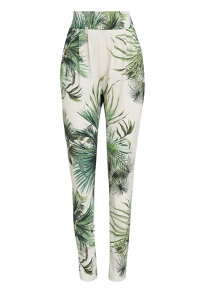 Brigitte leaf-print high-waisted trousers - White