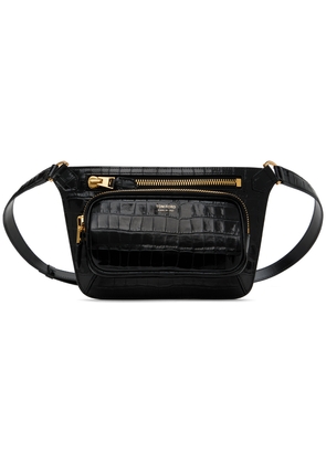 TOM FORD Black Shiny Printed Croc Pouch