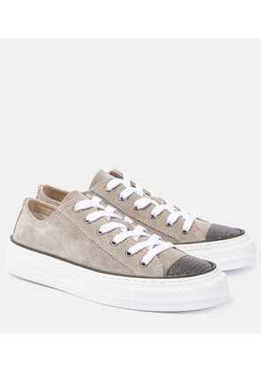 Brunello Cucinelli Embellished suede sneakers