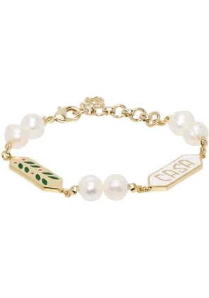 Casablanca Gold & White Laurel Pearl Bracelet