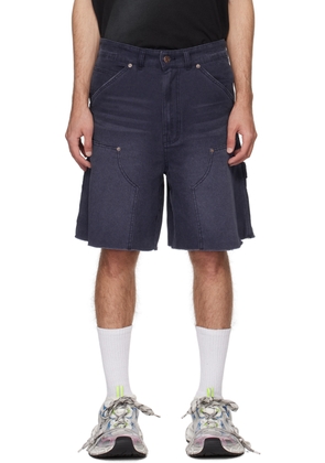 We11done Navy Faded Cargo Shorts