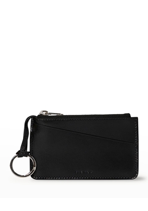 Zipped Key Chain Wallet in Shiny Box Calfskin