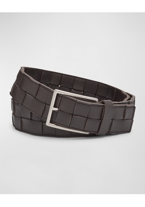 Men's Cassette Intreccio Leather Belt