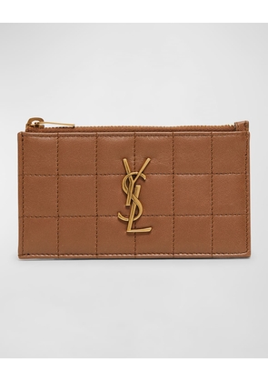 Cassandre YSL Ziptop Card Case in Quilted Smooth Leather