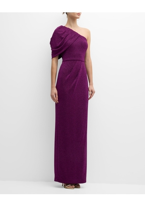 Egan Pleated One-Shoulder Column Gown