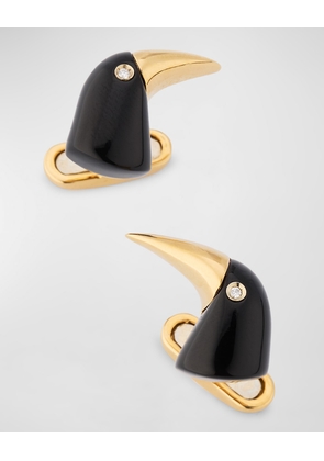 Estate 18K Gold Black Onyx and Diamond Cufflinks