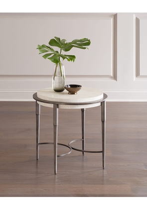 Barclay Round Travertine Chair-Side Table