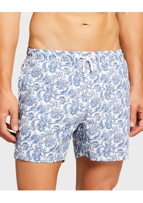 Men's Printed Drawstring Swim Trunks