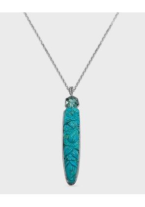 Turquoise and Galatical Blue Topaz Pendant Necklace