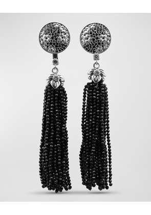 Sterling Silver Black Spinel Tassel Earrings