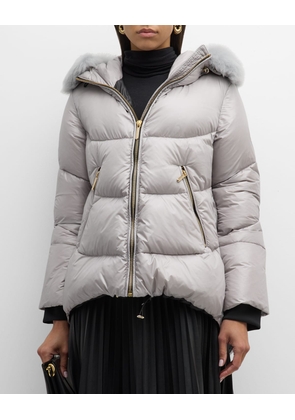 Apres-Ski Puffer Jacket With Detachable Toscana Lamb Shearling Hood Trim