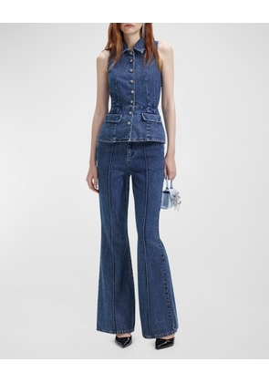 Sleeveless Flared Denim Jumpsuit