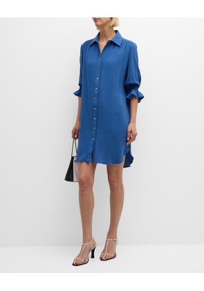 Miller Blouson-Sleeve Cotton Gauze Shirtdress