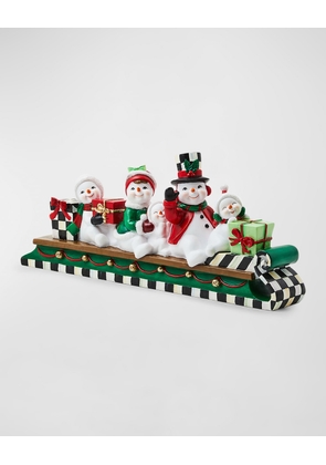 Cozy Christmas Snowmen Family Sledding Figurine