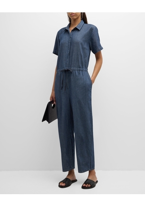 Cropped Organic Cotton Twill Jumpsuit