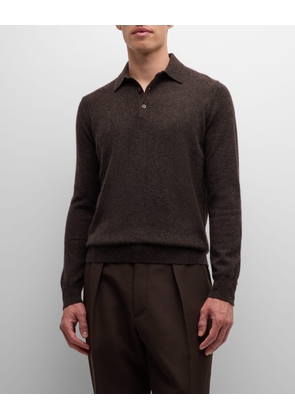 Men's Solid Cashmere Polo Sweater