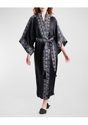 Ysobel Floral-Embroidered Silk Robe