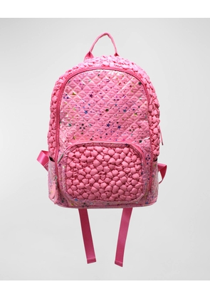 Girl's Multicolor Star-Print Textured Backpack