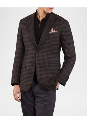 Men's Cashmere and Wool Check Two-Button Sport Coat