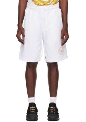 Versace Jeans Couture White V-Emblem Shorts