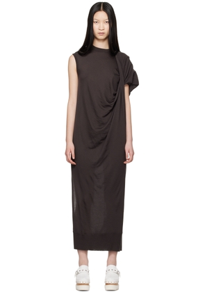 Stella McCartney Brown Asymmetric Draped Maxi Dress