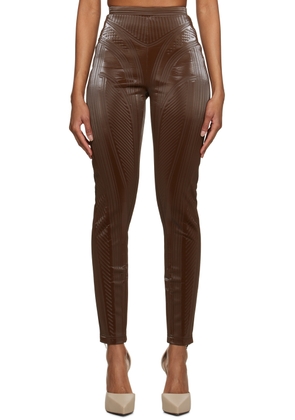 Mugler Brown Embossed Leggings