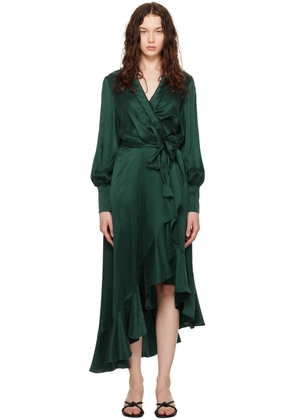 ZIMMERMANN Green Wrap Midi Dress