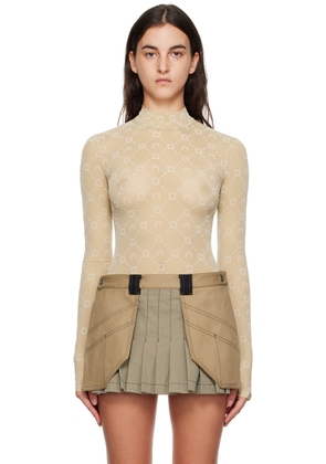 Marine Serre Beige Moonogram Turtleneck