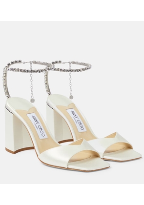 Jimmy Choo Saeda 85 embellished satin sandals