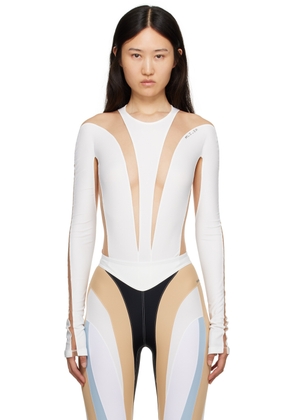 Mugler White & Beige Illusion Bodysuit