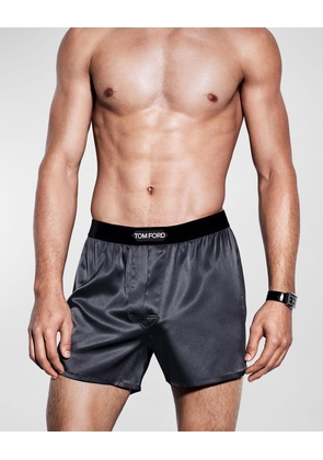 Men's Silk Jacquard Logo Boxers