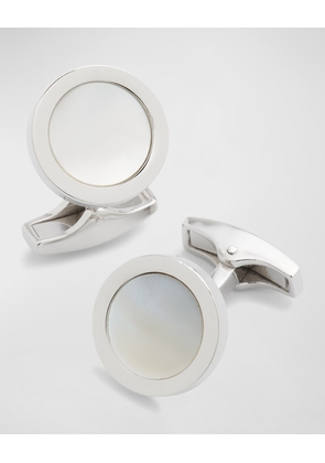 Men's 925 Round Mother-of-Pearl Cufflinks