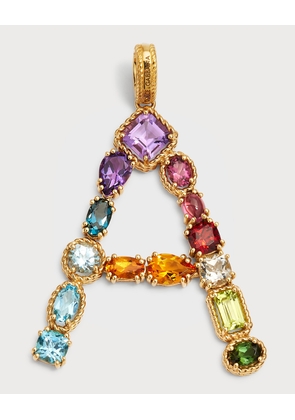 Yellow Gold Multi Fine Gem Charm, Letter A