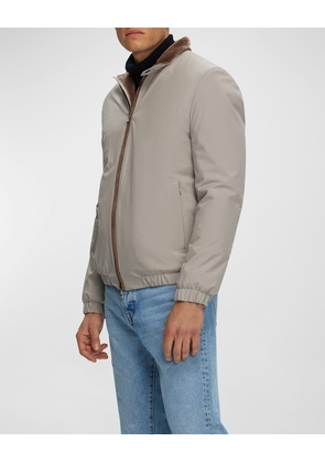 Men's Lamb Shearling Lined Bomber Jacket