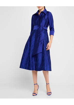 Taffeta Shirt Dress w/ Eyelet Skirt