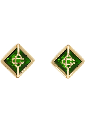 Casablanca Gold & Green Crystal Monogram Earrings