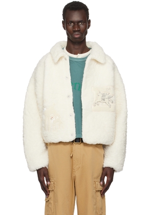 ERL Off-White Fleeced Wool Varsity Jacket