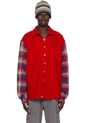 ERL Red Plaid Sleeve Overshirt